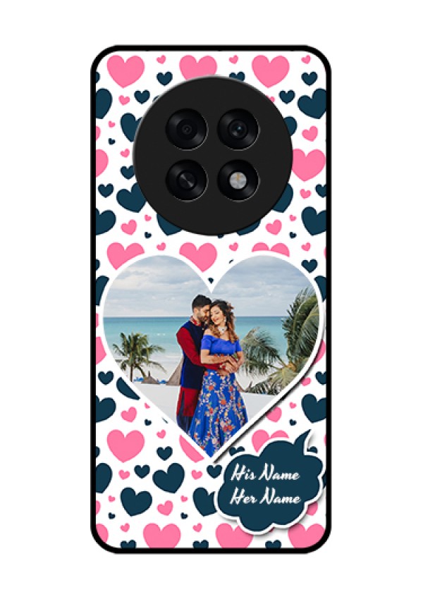 Oppo F31 Pro Plus 5G Custom Glass Phone Case - Pink & Blue Heart Design