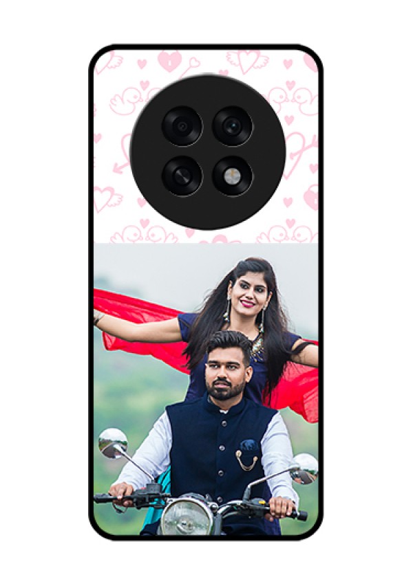 Oppo F31 Pro Plus 5G Custom Glass Phone Case - Pink Flying Heart Design