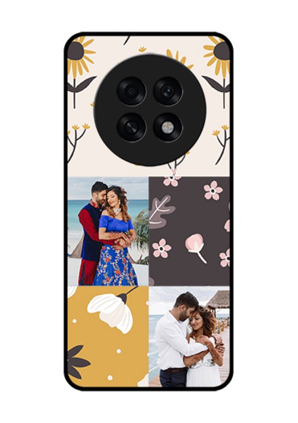 Oppo F31 Pro Plus 5G Custom Glass Phone Case - 3 Images With Floral Design