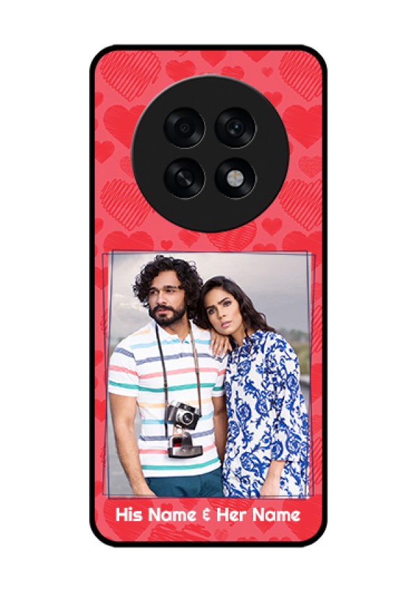 Oppo F31 Pro Plus 5G Custom Glass Phone Case - With Red Heart Symbols Design