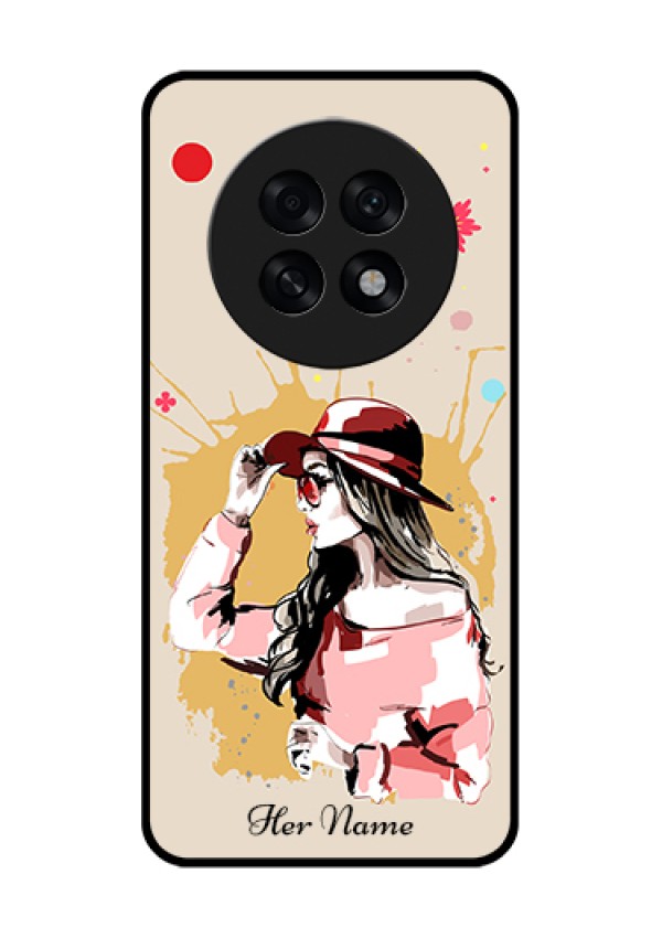 Oppo F31 Pro Plus 5G Custom Glass Phone Case - Women With Pink Hat Design