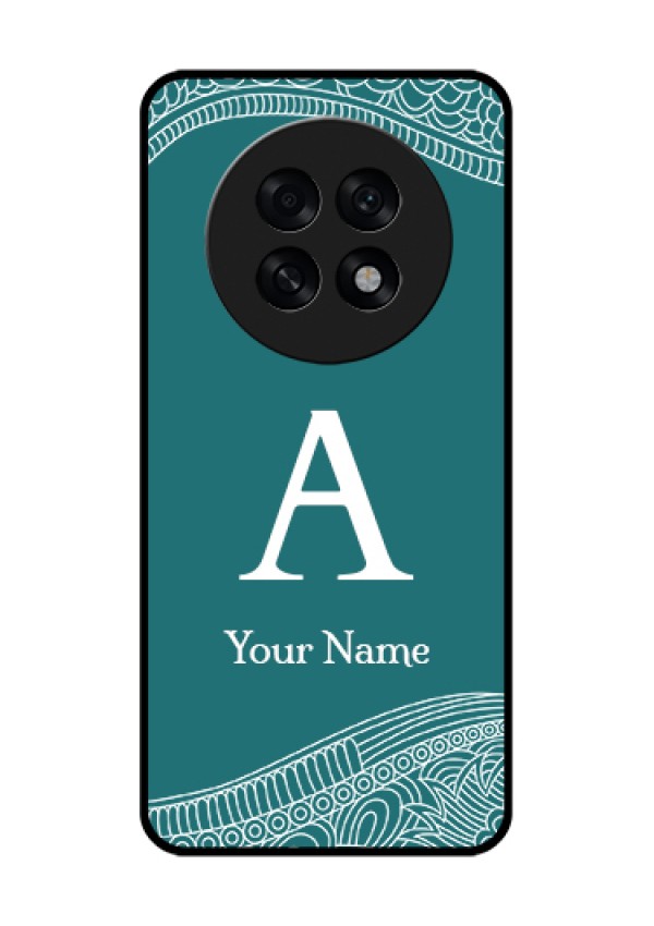Oppo F31 Pro Plus 5G Custom Glass Phone Case - Line Art Pattern With Custom Name Design