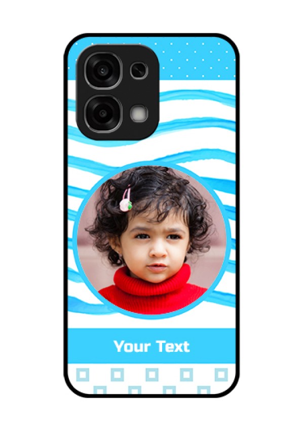 Oppo F33 5G Custom Glass Phone Case - Simple Blue Case Design