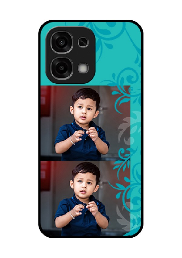 Oppo F33 5G Custom Glass Phone Case - With Photo And Green Floral Design