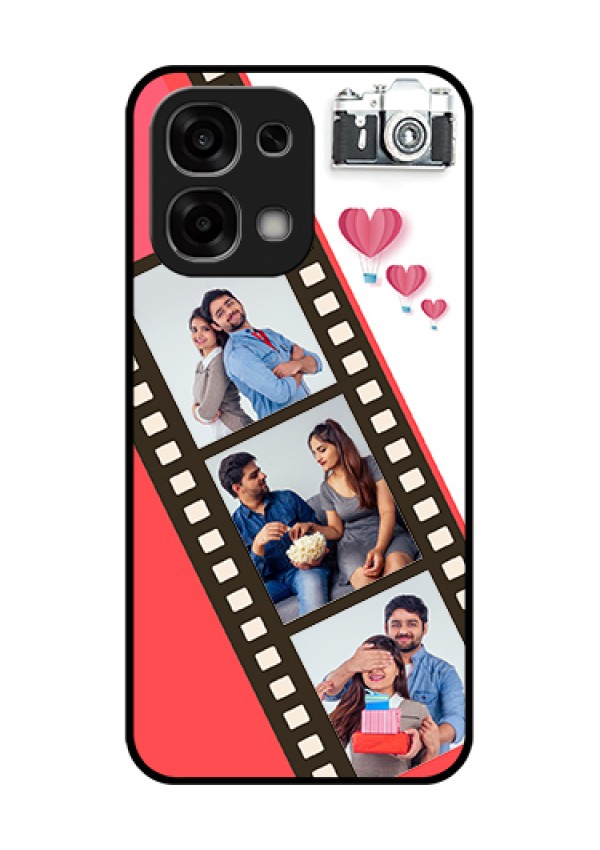 Oppo F33 5G Custom Glass Phone Case - 3 Image Holder With Film Reel