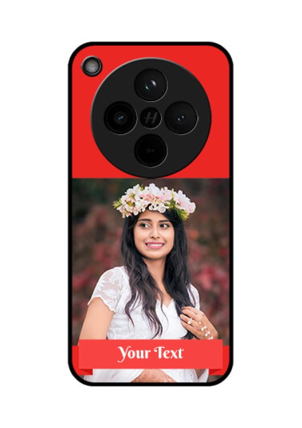 Find X8 5G Custom Glass Phone Case - Simple Red Color Design