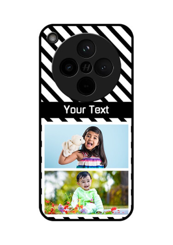 Find X8 5G Custom Glass Phone Case - Black And White Stripes Design
