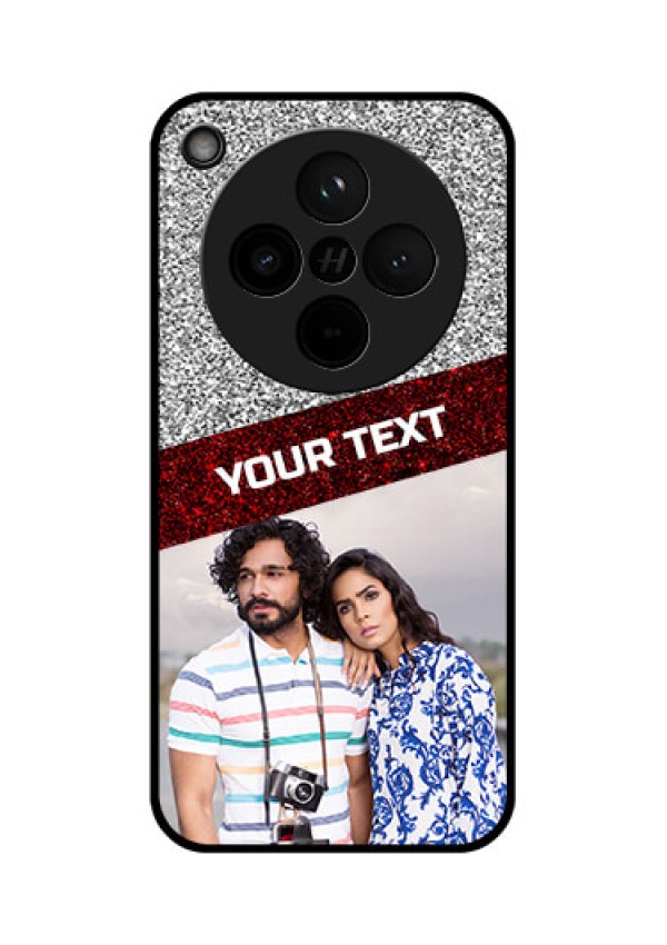 Find X8 5G Custom Glass Phone Case - Image Holder With Glitter Strip Design