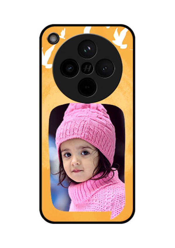 Find X8 5G Custom Glass Phone Case - Water Color Design With Bird Icons