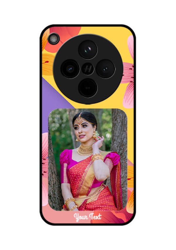 Find X8 5G Custom Glass Phone Case - 3 Image With Vintage Floral Design