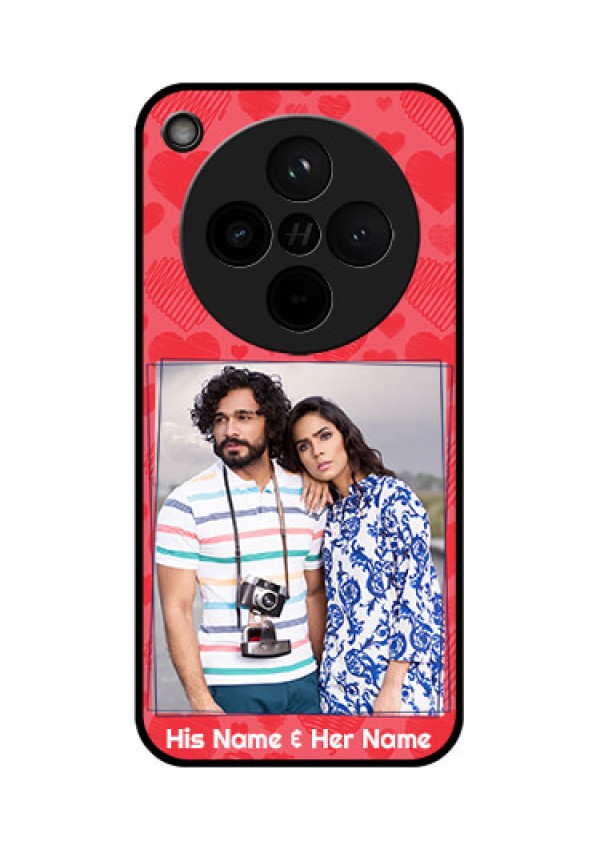 Find X8 5G Custom Glass Phone Case - With Red Heart Symbols Design