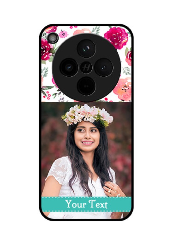 Find X8 5G Custom Glass Phone Case - Water Colors Floral Design