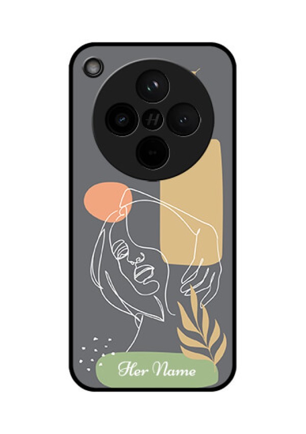 Find X8 5G Custom Glass Phone Case - Gazing Woman Line Art Design