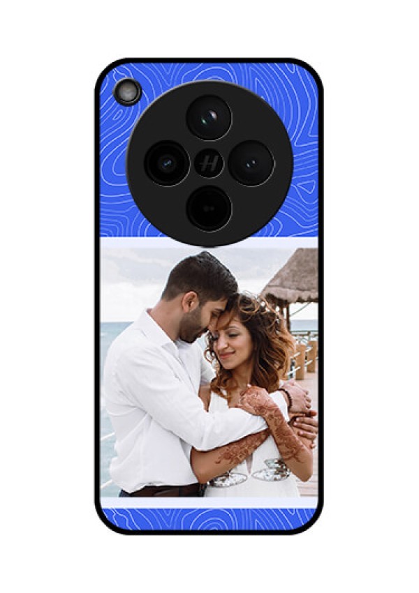 Find X8 5G Custom Glass Phone Case - Curved Line Art With Blue And White Design