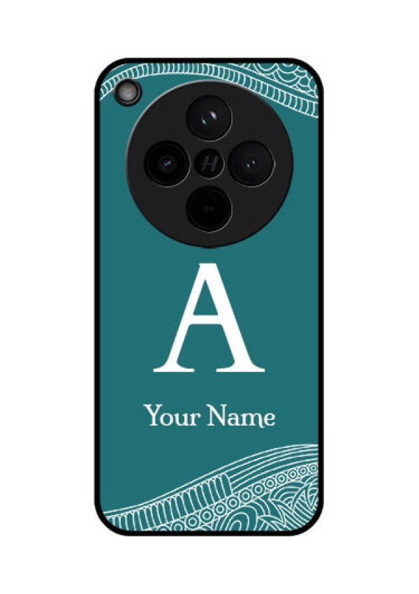 Find X8 5G Custom Glass Phone Case - Line Art Pattern With Custom Name Design