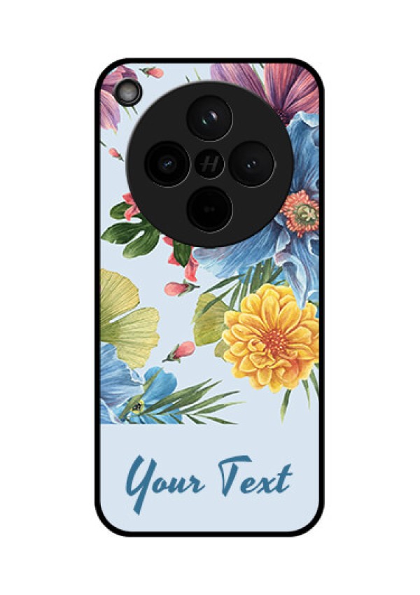 Find X8 5G Custom Glass Phone Case - Stunning Watercolored Flowers Painting Design