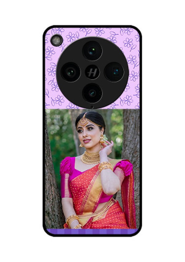 Find X8 Pro 5G Custom Glass Phone Case - Purple Floral Design