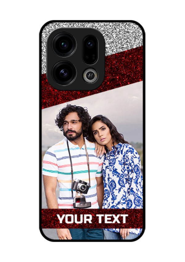 Oppo Find X9 5G Custom Glass Phone Case - Image Holder With Glitter Strip Design