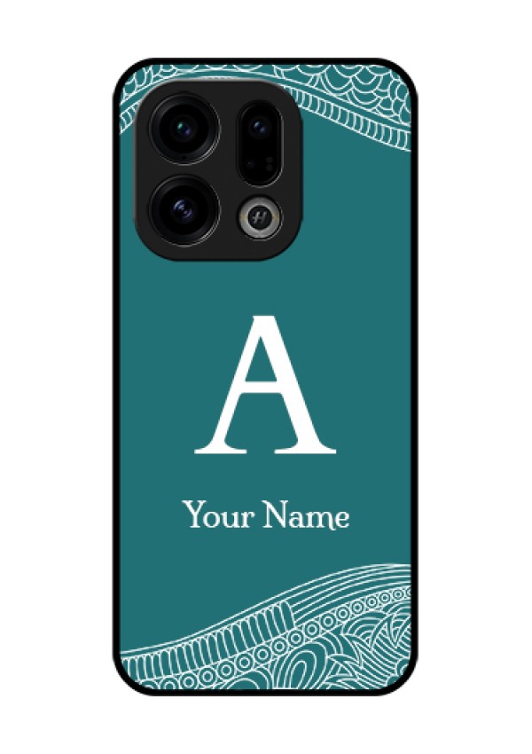 Oppo Find X9 5G Custom Glass Phone Case - Line Art Pattern With Custom Name Design