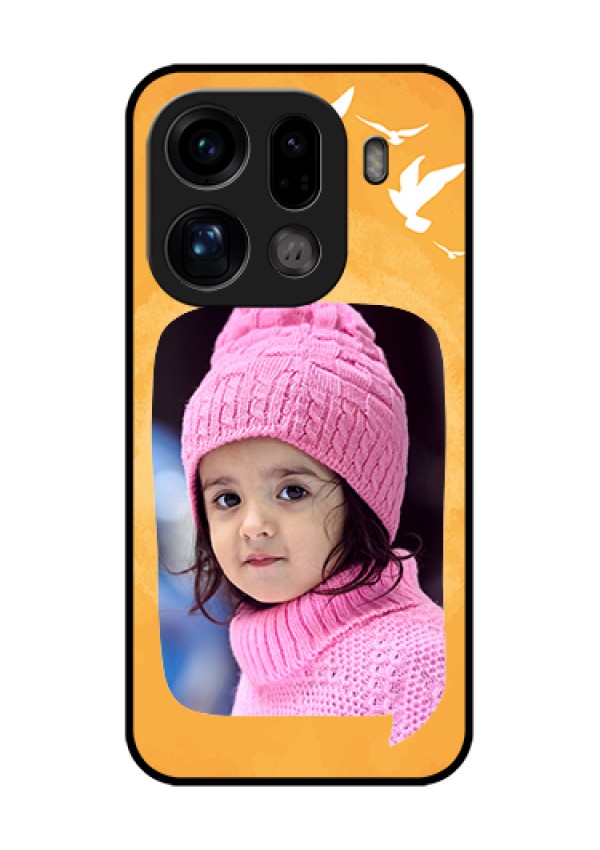 Oppo Find X9 Pro 5G Custom Glass Phone Case - Water Color Design With Bird Icons