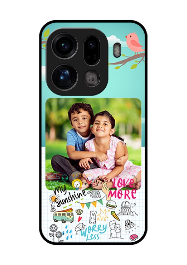 Oppo Find X9 Pro 5G Custom Glass Phone Case - Doodle Love Design