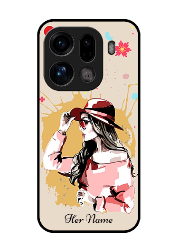 Oppo Find X9 Pro 5G Custom Glass Phone Case - Women With Pink Hat Design