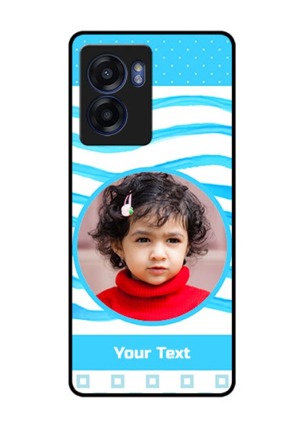 Oppo K10 5G Custom Glass Phone Case - Simple Blue Case Design