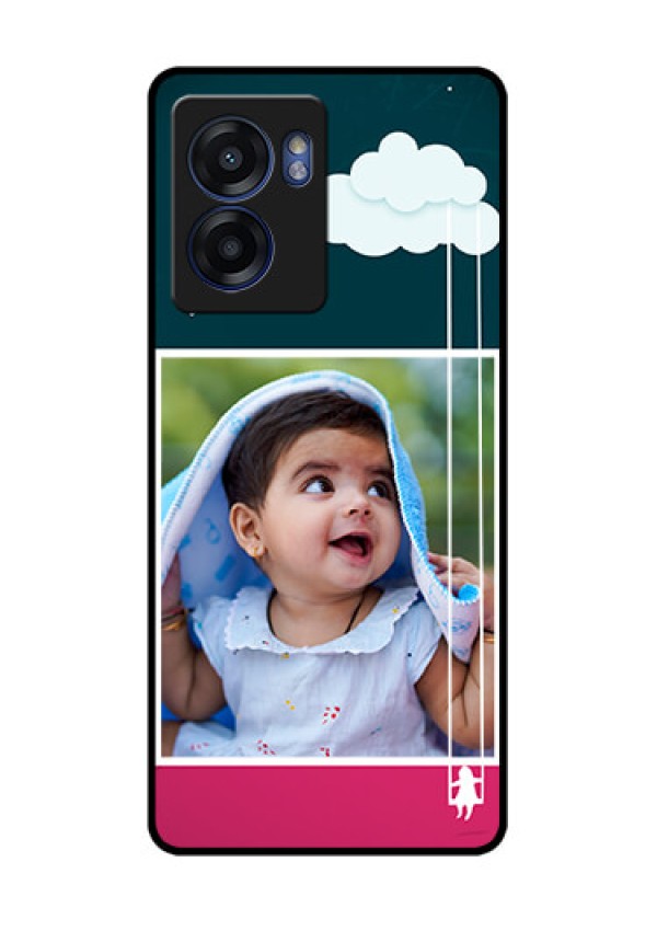 Oppo K10 5G Custom Glass Phone Case - Cute Girl with Cloud Design