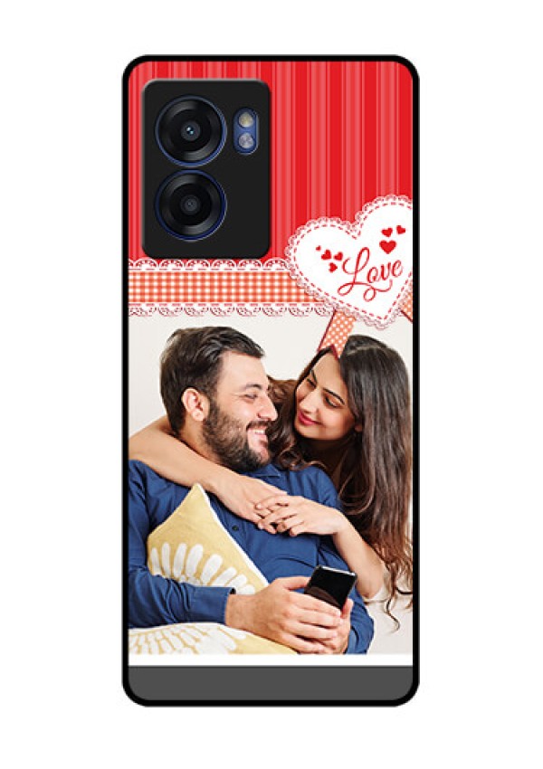Oppo K10 5G Custom Glass Mobile Case - Red Love Pattern Design