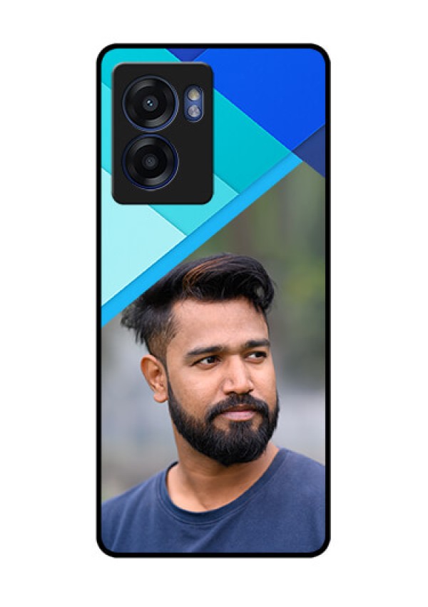Oppo K10 5G Custom Glass Phone Case - Blue Pattern Design
