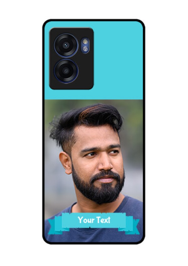 Oppo K10 5G Personalized Glass Phone Case - Simple Blue Color Design