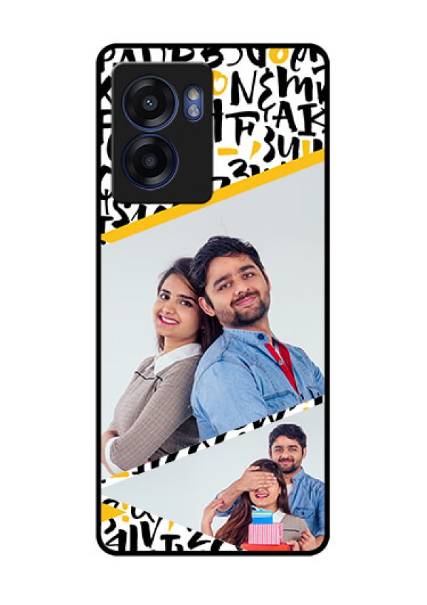 Oppo K10 5G Custom Glass Mobile Case - Letters Pattern Design