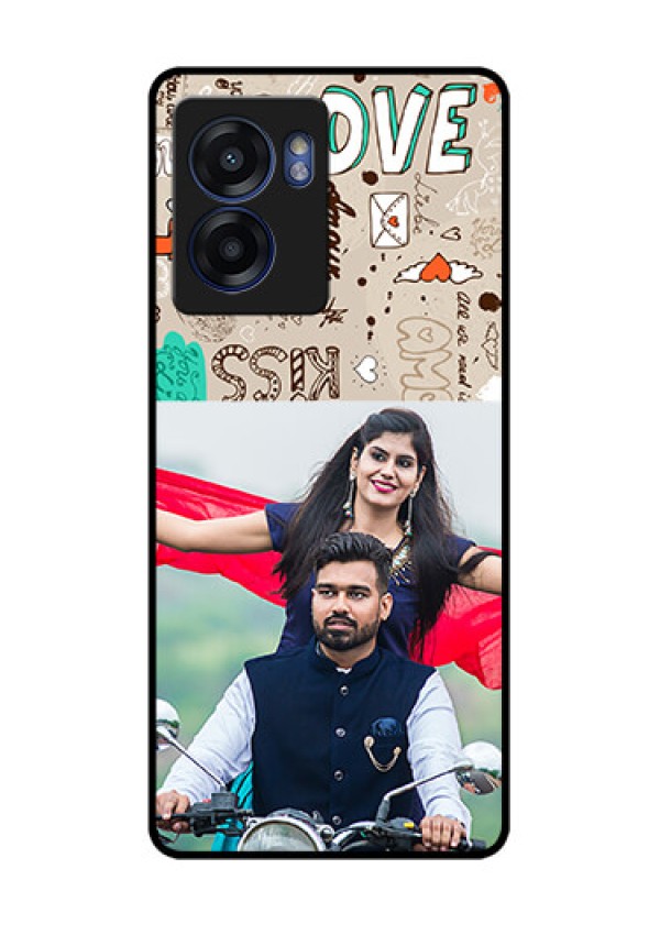 Oppo K10 5G Custom Glass Phone Case - Love Doodle Pattern