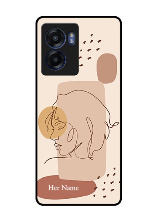 Oppo K10 5G Photo Printing on Glass Case - Calm Woman line art Design