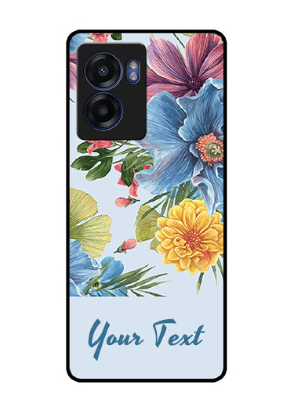Oppo K10 5G Custom Glass Mobile Case - Stunning Watercolored Flowers Painting Design