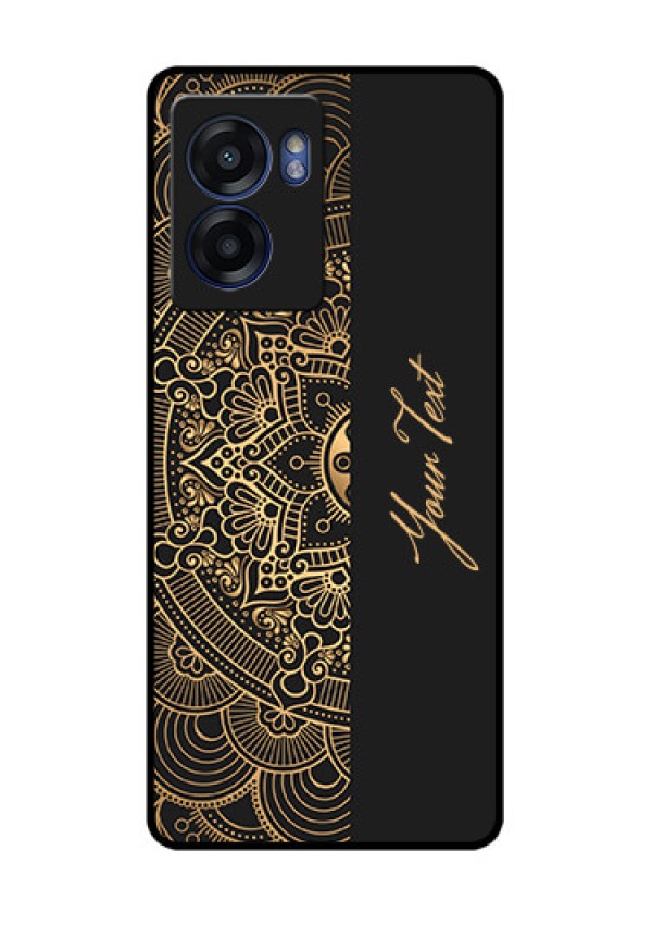 Oppo K10 5G Photo Printing on Glass Case - Mandala art with custom text Design