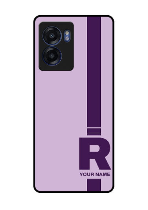 Oppo K10 5G Photo Printing on Glass Case - Simple dual tone stripe with name Design