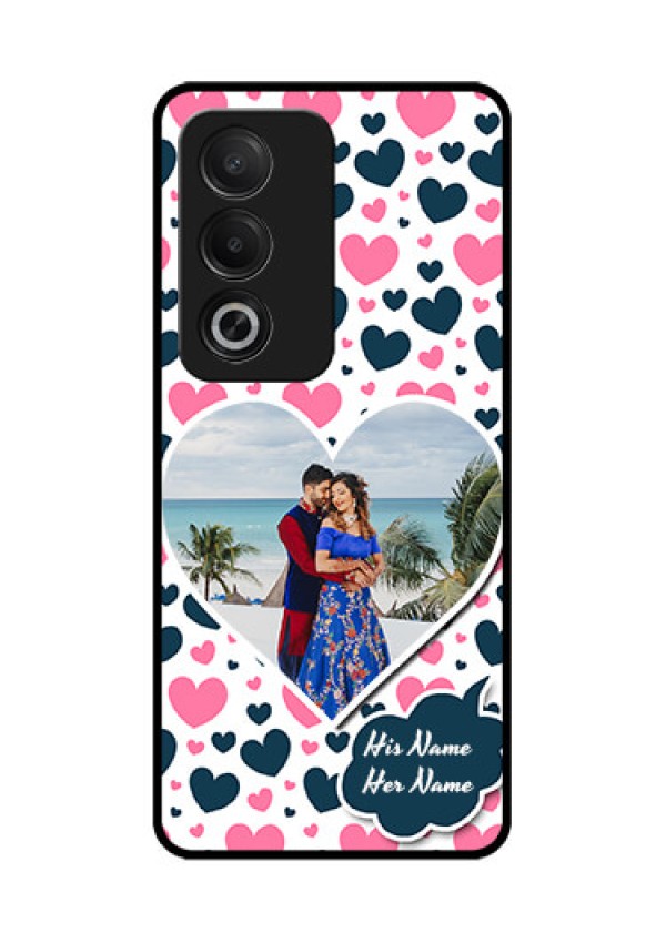 Oppo K12x 5G Custom Glass Phone Case - Pink and Blue Heart Design