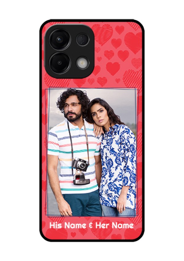 Oppo K13 5G Custom Glass Phone Case - With Red Heart Symbols Design