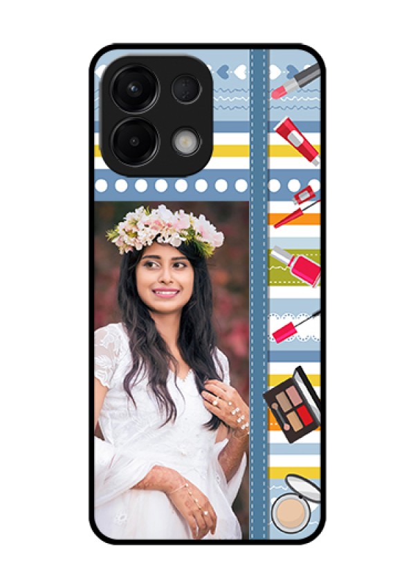 Oppo K13 5G Custom Glass Phone Case - Makeup Icons Design