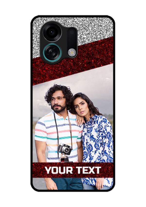 Oppo K13 Turbo Pro 5G Custom Glass Phone Case - Image Holder With Glitter Strip Design