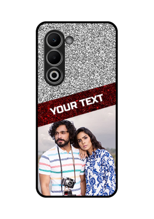 Oppo K13x 5G Custom Glass Phone Case - Image Holder With Glitter Strip Design