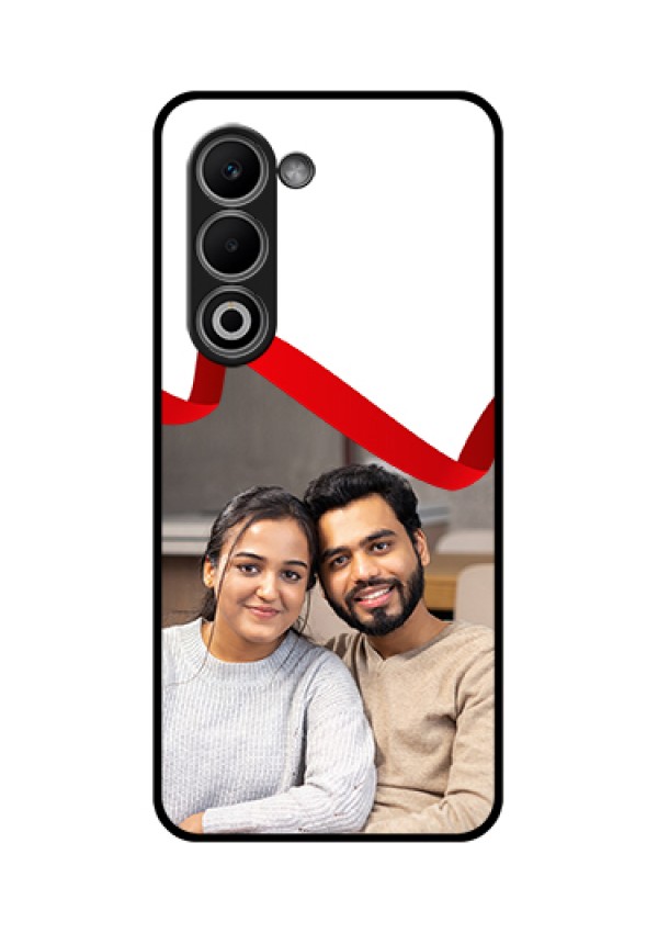 Oppo K13x 5G Custom Glass Phone Case - Red Ribbon Frame Design