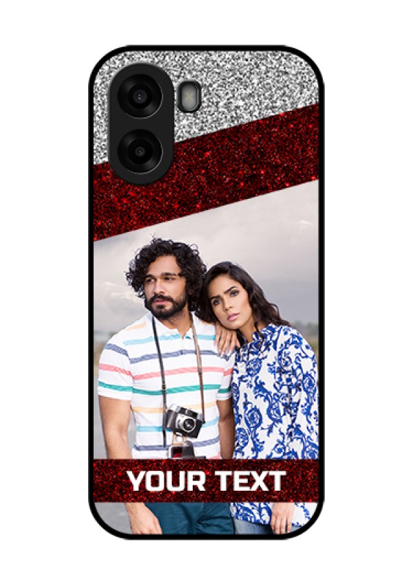 Oppo K14x 5G Custom Glass Phone Case - Image Holder With Glitter Strip Design