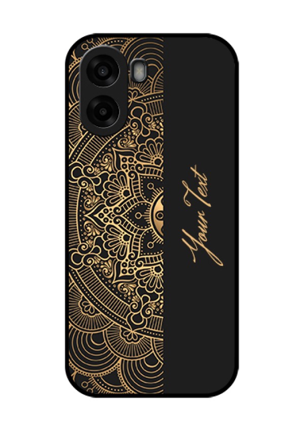 Oppo K14x 5G Custom Glass Phone Case - Mandala Art With Custom Text Design