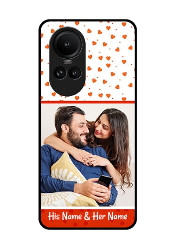 Oppo Reno 10 5G Custom Glass Phone Case - Orange Love Symbol Design