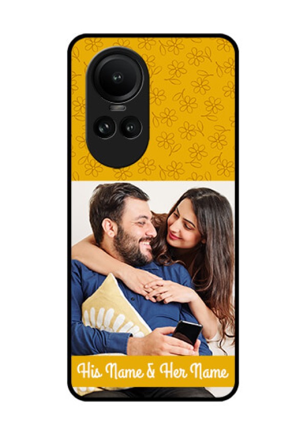 Oppo Reno 10 5G Custom Glass Mobile Case - Yellow Floral Design