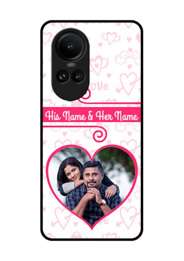 Oppo Reno 10 5G Personalized Glass Phone Case - Heart Shape Love Design