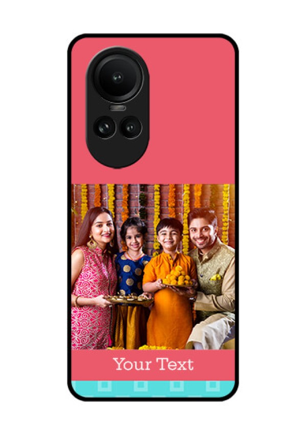 Oppo Reno 10 5G Personalized Glass Phone Case - Peach & Blue Color Design