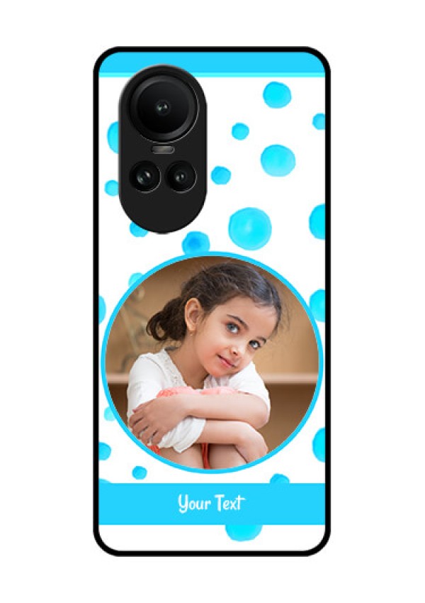 Oppo Reno 10 5G Photo Printing on Glass Case - Blue Bubbles Pattern Design